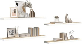 vidaXL Ράφια Τοίχου 4 τεμ. Δρυς/Λευκό 120x23,5x3,8 εκ. MDF