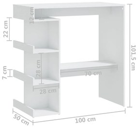 ΤΡΑΠΕΖΙ ΜΠΑΡ ΜΕ ΡΑΦΙΑ ΛΕΥΚΟ 100X50X101,5 ΕΚ. ΑΠΟ ΜΟΡΙΟΣΑΝΙΔΑ 809449