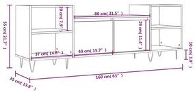 Έπιπλο Τηλεόρασης Καπνιστή Δρυς 160x35x55 εκ. Επεξ. Ξύλο - Καφέ