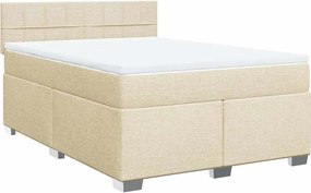 vidaXL Κρεβάτι Boxspring με Στρώμα Κρεμ 140x190 εκ. Υφασμάτινο
