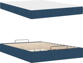 vidaXL Σκελετός κρεβατιού με στρώμα 2 pcs Μπλε ύφασμα