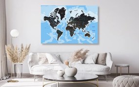 Εικόνα στο φελλό ενός σύγχρονου παγκόσμιου χάρτη - 90x60  color mix