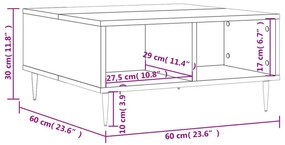 Τραπεζάκι Σαλονιού Λευκό 60 x 60 x 30 εκ. Επεξεργασμένο Ξύλο - Λευκό