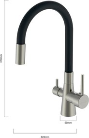 BRUNO μπαταρία πάγκου κουζίνας BRN-0239, τρίοδη, αναμεικτική, μαύρη/ασημί