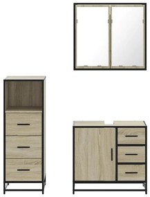 vidaXL Σετ Επίπλων Μπάνιου 3 Τεμαχίων Sonoma Δρυς Επεξεργασμένο Ξύλο