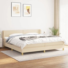 Κρεβάτι Boxspring με Στρώμα Κρεμ 200x200 εκ. Υφασμάτινο