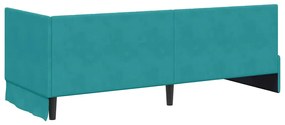 vidaXL Κρεβάτι Γωνίας με κεφαλάρι Τιρκουάζ 80 x 200 cm Βελούδο