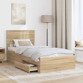 vidaXL Σκελετός Κρεβατιού Δρύς Sonoma 90 x 200 cm Επεξεργασμένο Ξύλο