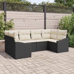 vidaXL Σετ Καναπέ Κήπου 6 pcs Μαύρο, Κρέμα Πολυ rattan, βαμμένο ατσάλι