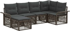 vidaXL Σετ Καναπέ Κήπου 6 pcs Γκρι συνθετικό ρατάν