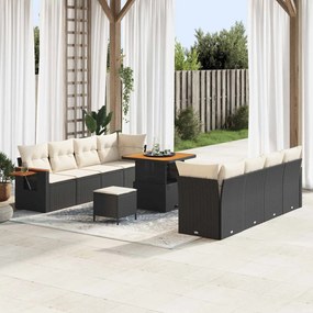 vidaXL Σετ Καναπέ Κήπου 11 pcs Μαύρο συνθετικό ρατάν