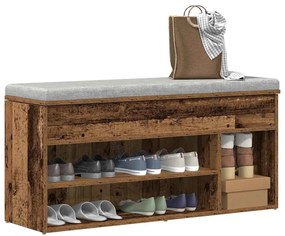 Πάγκος παπουτσιών vidaXL Παλαιό ξύλο 102x30,5x45 cm Ξύλο μηχανής