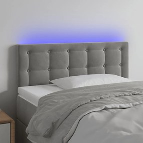 Κεφαλάρι Κρεβατιού LED Ανοιχτό Γκρι 100x5x78/88 εκ. Βελούδινο 3122088
