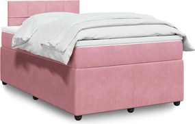 vidaXL Κρεβάτι Boxspring με Στρώμα Ροζ 120x190 εκ. Βελούδινο