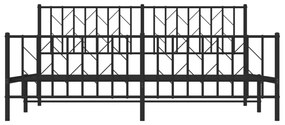 vidaXL Πλαίσιο Κρεβατιού Χωρ. Στρώμα&Ποδαρικό Μαύρο 180x200εκ. Μέταλλο