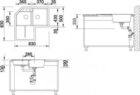 Blanco Metra 9 E - Γωνιακός Νεροχύτης Κουζίνας Γρανίτη 83x83 - Antracite