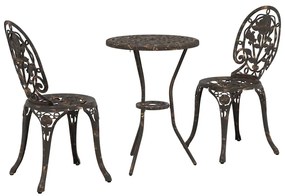 vidaXL Σετ Μπιστρό Κήπου 3 pcs Μπρονζέ Αλουμίνιο