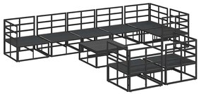 vidaXL Σετ Καναπέ Κήπου με μαξιλάρι 9 pcs Μαύρο Αλουμίνιο