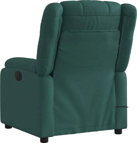 vidaXL Πολυθρόνα Μασάζ Ηλεκτρική Ανακλινόμενη Σκ. Πράσινο Υφασμάτινη
