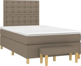 vidaXL Κρεβάτι Boxspring με Στρώμα Taupe 120x200 εκ. Υφασμάτινο