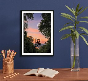 Ξύλινο Κάδρο Sunrise Basketball 30X40cm SNK200