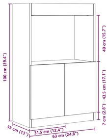 Ντουλάπι Αρτισιανή Δρυς 63x33x100 εκ. από Επεξεργασμένο Ξύλο - Καφέ