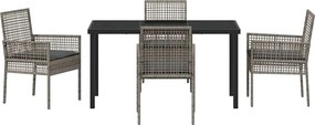 vidaXL Σέτ φαγητού για κήπο 5 pcs Γκρι συνθετικό ρατάν