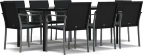 vidaXL Σετ Τραπεζαρίας Κήπου 9 τεμ. Συνθ. Ρατάν / Ατσάλι με Μαξιλάρια