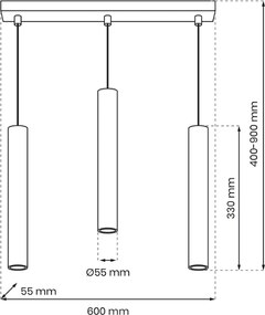 Κρεμαστό Φωτιστικό Hudson 3xGU10 Λευκό