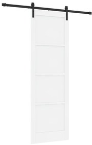 vidaXL Συρόμενη Πόρτα με Σετ Εξαρτημάτων Λευκή 78x232 εκ. Στερεό Ξύλο Πεύκου
