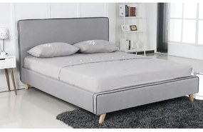 WOODWELL MORISSON Κρεβάτι Διπλό, για Στρώμα 140x190cm, Ύφασμα Ανοιχτό Γκρι 151x206x110cm Ε8082,1