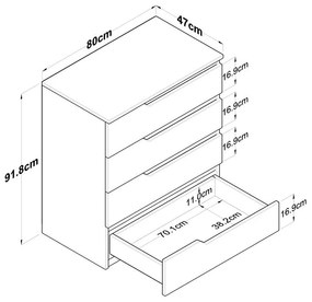 Συρταριέρα Verena λευκό-καρυδί 80x47x92εκ