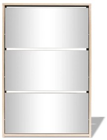 vidaXL Παπουτσοθήκη Καθρέφτης 3 Επιπέδων Χρώμα Δρυς 63 x 17 x 102,5 εκ