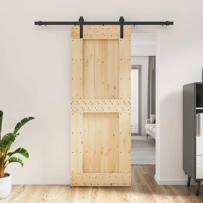 vidaXL Συρόμενη Πόρτα Φυσικό και Μαύρο 80 x 210 cm