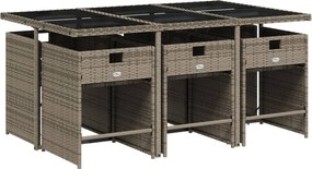 vidaXL Σετ Τραπεζαρίας Κήπου 7 τεμ. Γκρι Συνθ. Ρατάν με Μαξιλάρια