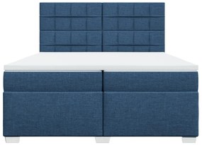 vidaXL Κρεβάτι Boxspring με Στρώμα Μπλε 200x200 εκ. Υφασμάτινο