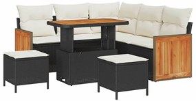 vidaXL Σετ Καναπέ Κήπου 8 pcs Μαύρο και κρεμ 90 x 55 x 71 cm