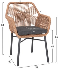 ΠΟΛΥΘΡΟΝΑ TOPIN HM6048.03 ΑΛΟΥΜΙΝΙΟ ΑΝΘΡΑΚΙ-P.E. RATTAN ΜΠΕΖ-ΜΑΞΙΛΑΡΙ ΑΝΘΡΑΚΙ (1 Τεμμάχια)