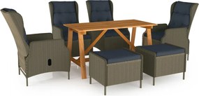 vidaXL Σετ Τραπεζαρίας Κήπου 7 Τεμαχίων Καφέ
