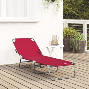 vidaXL Πτυσσόμενη Ξαπλώστρα Φορητή Κόκκινη 600D Oxford Fabric