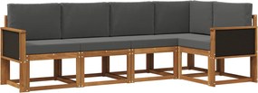 vidaXL Σειρά Καναπέ Εξωτερικού 5 pcs Φυσικό και Ανθρακί Πολυεστέρας