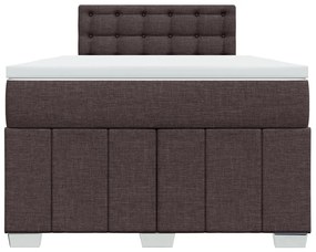 vidaXL Κρεβάτι Boxspring με Στρώμα Σκούρο Καφέ 120x190 εκ Υφασμάτινο