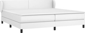 vidaXL Κρεβάτι Boxspring με Στρώμα Λευκό 200x200 εκ. Συνθετικό Δέρμα