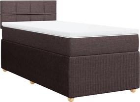 vidaXL Κρεβάτι Boxspring με Στρώμα Σκούρο Καφέ 80x200 εκ. Υφασμάτινο