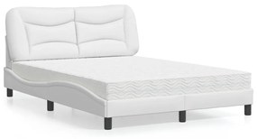 vidaXL Κρεβάτι με Στρώμα Λευκό 140x200εκ.από Συνθετικό Δέρμα