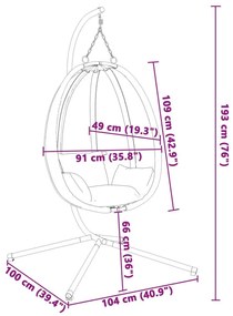 Πολυθρόνα Egg Κρεμαστή με Βάση Ανθρακί Ύφασμα / Ατσάλι - Ανθρακί