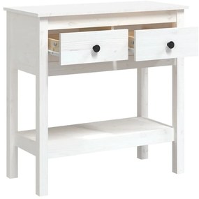 vidaXL Τραπέζι Κονσόλα Λευκό 75 x 35 x 75 εκ. από Μασίφ Ξύλο Πεύκου