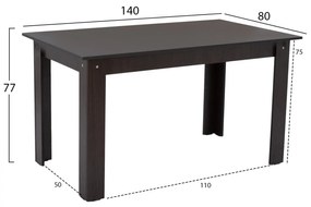 ΤΡΑΠΕΖΙ ΚΟΥΖΙΝΑΣ KELVIN 140x80x77Υεκ. WENGE