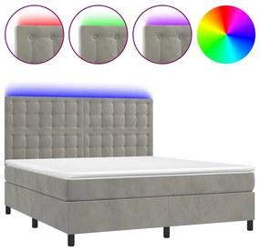 ΚΡΕΒΑΤΙ BOXSPRING ΜΕ ΣΤΡΩΜΑ &amp; LED ΑΝ.ΓΚΡΙ 180X200 ΕΚ. ΒΕΛΟΥΔΙΝΟ 3136377