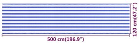 vidaXL Διαχωριστικό Βεράντας Μπλε / Λευκό 120 x 500 εκ. από HDPE